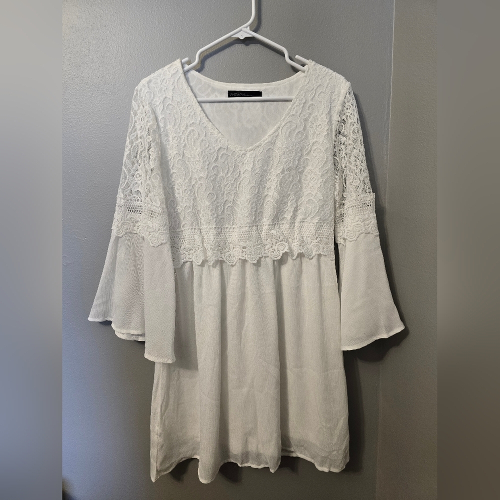Zanzea White Flutter Sleeve Dress